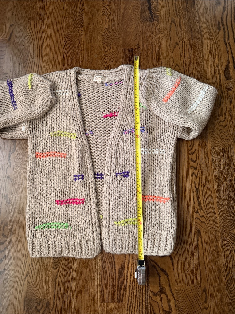 Listicle oatmeal cardigan with balloon sleeves medium - Picture 10 of 13